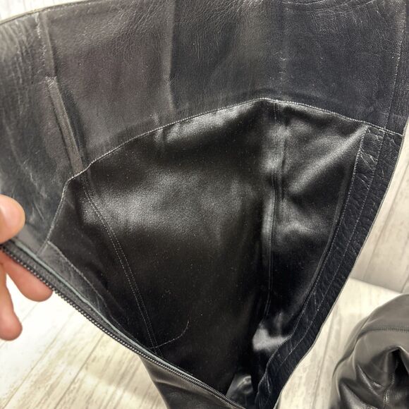 Womens Size 9.5 Gucci Black Leather Riding Boots Bamboo Gold Charm - Picture 15 of 16